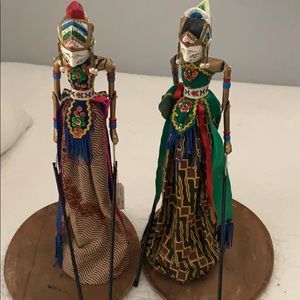 Vintage Indonesian Wayang Golek Java Stick Puppets